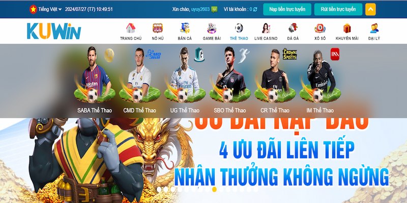 Thể thao Kuwin sở hữu nhiều sảnh game xịn